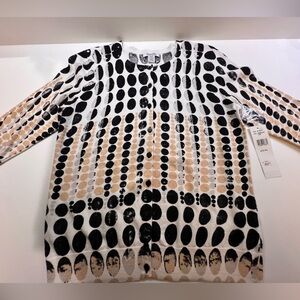 HAMPSHIRE STUDIOS PETITE XL WOMEN CARDIGAN W/BLACK & BEIGE CIRCULAR PATTERN NWT
